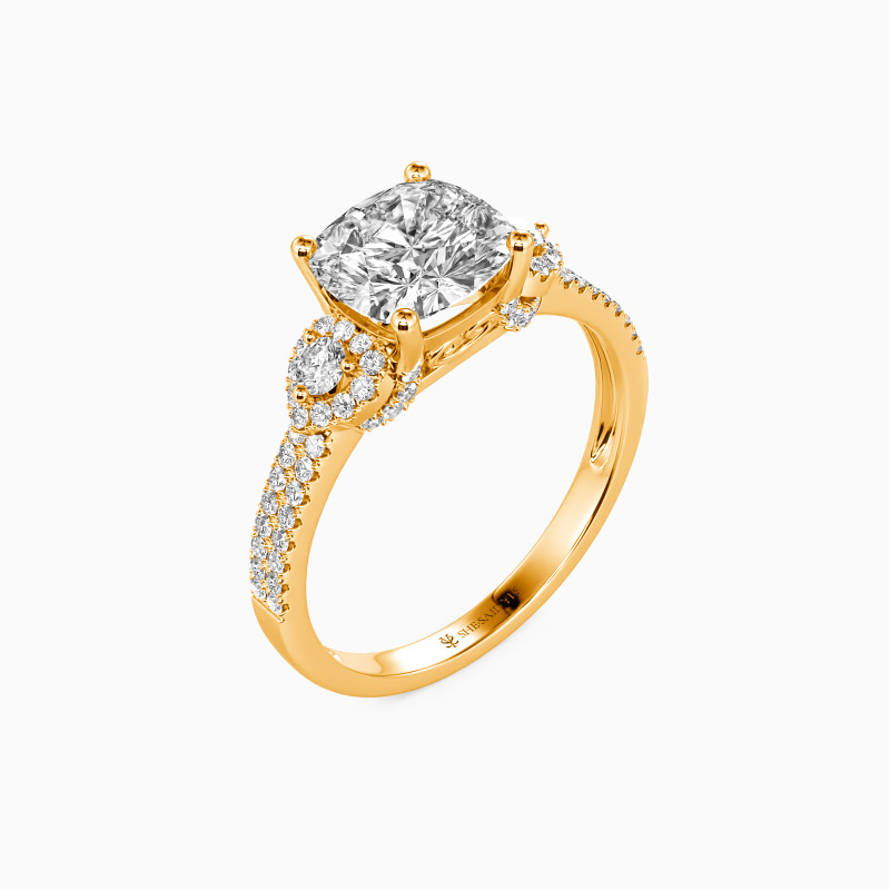 "Grow Old With Me" 2ct Cushion Cut Side Stone Engagement Ring
