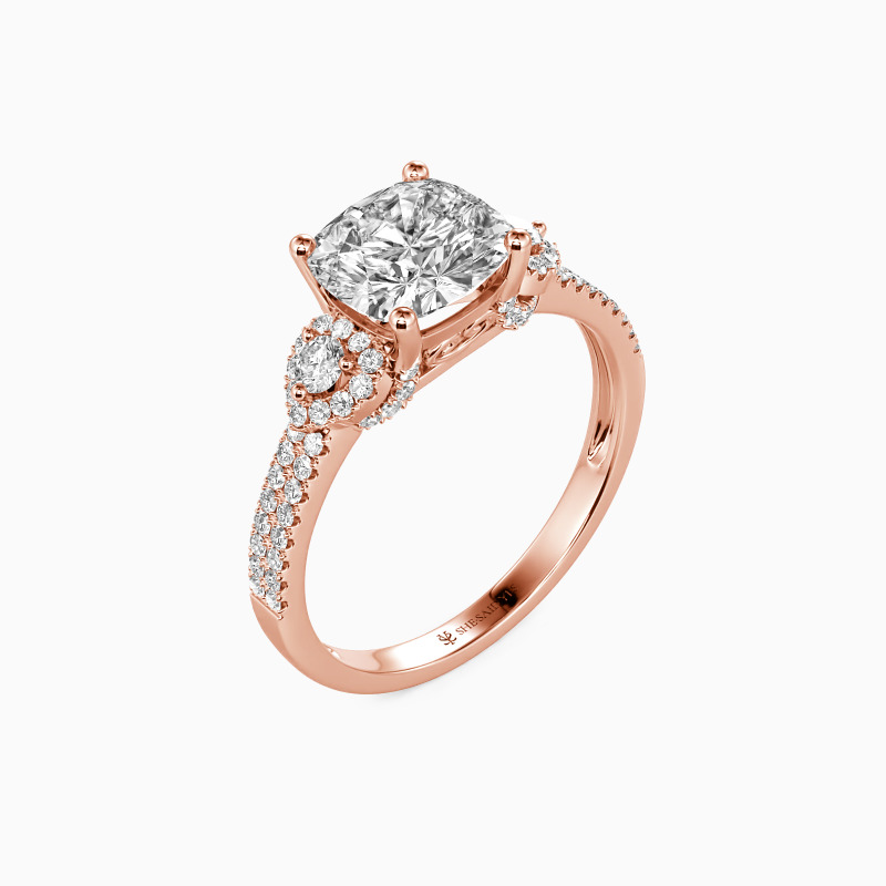 "Grow Old With Me" 2ct Cushion Cut Side Stone Engagement Ring