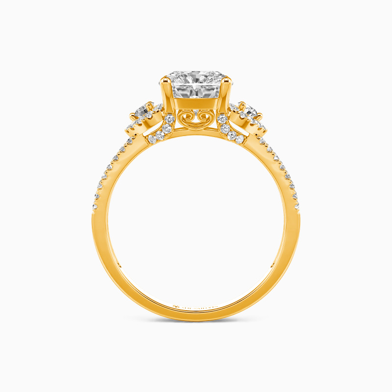 "Grow Old With Me" 2ct Cushion Cut Side Stone Engagement Ring