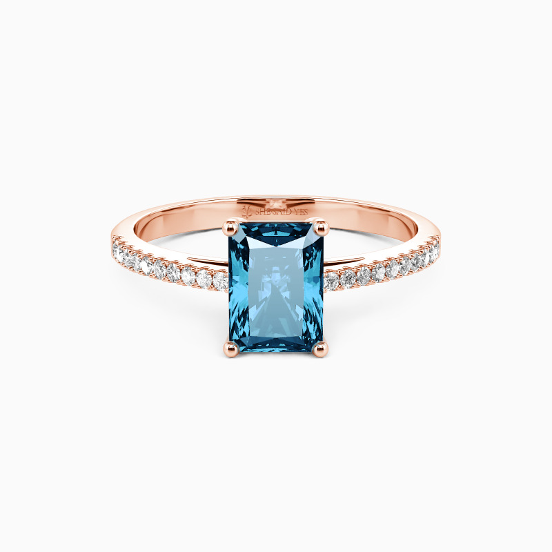 "Schwöre der Liebe" 3 Karat Radiant-Schliff Seitenstein-Verlobungsring