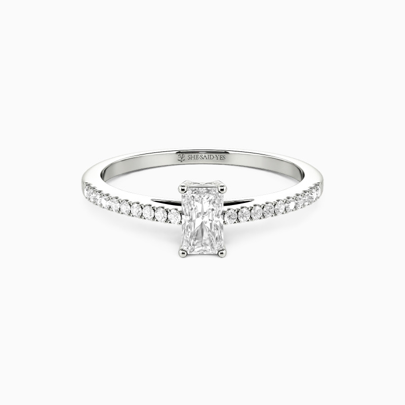 "Swear On Love" 0.8ct Radiant Cut Side Stone Engagement Ring