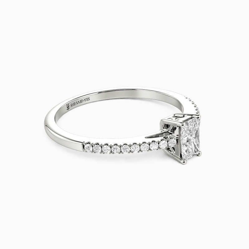 "Swear On Love" 0.8ct Radiant Cut Side Stone Engagement Ring