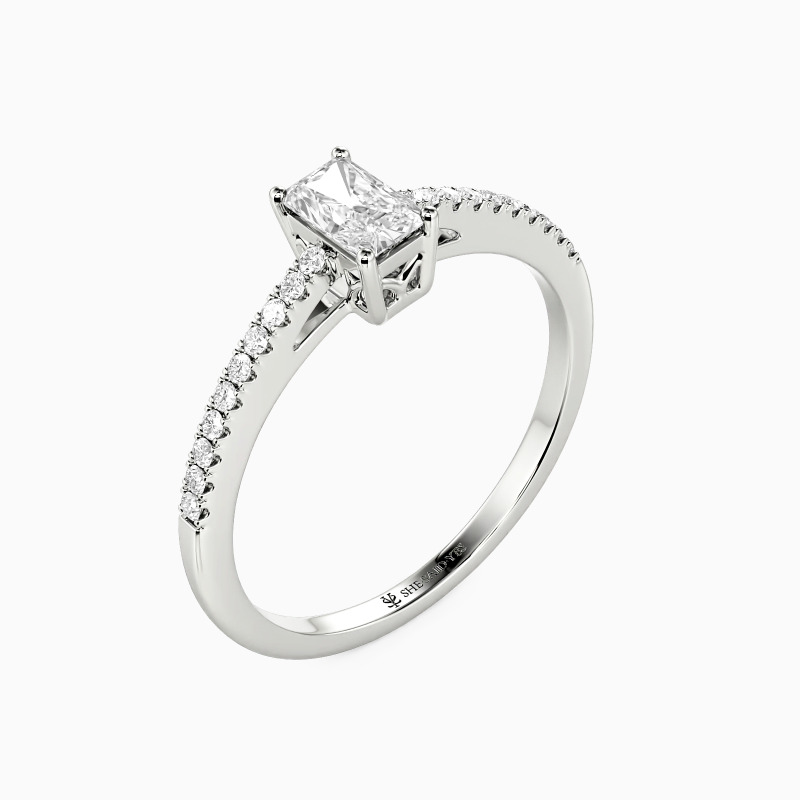 "Swear On Love" 0.8ct Radiant Cut Side Stone Engagement Ring