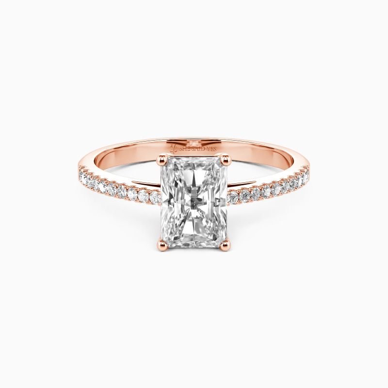 SHE·SAID·YES "Swear on Love" 1ct Radiant Cut Side Stone Engagement Ring