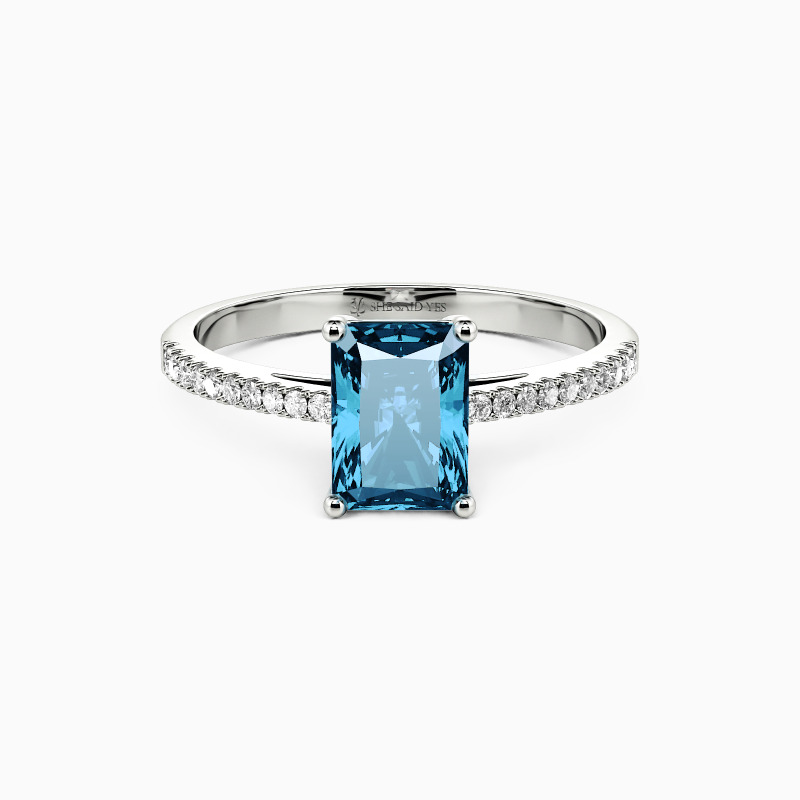 SHE·SAID·YES "Swear on Love" 1ct Radiant Cut Side Stone Engagement Ring