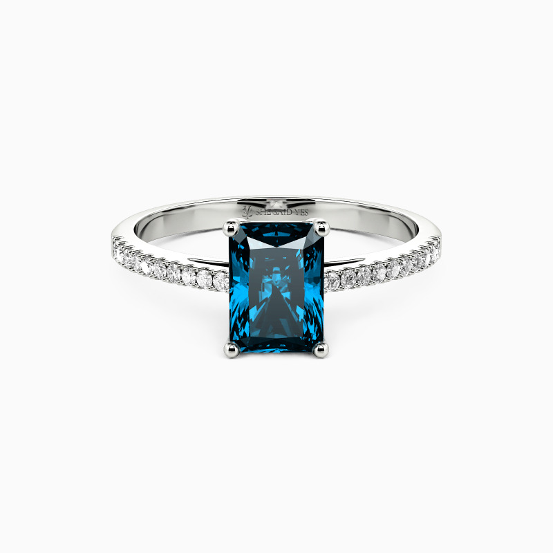 SHE·SAID·YES "Swear on Love" 1ct Radiant Cut Side Stone Engagement Ring
