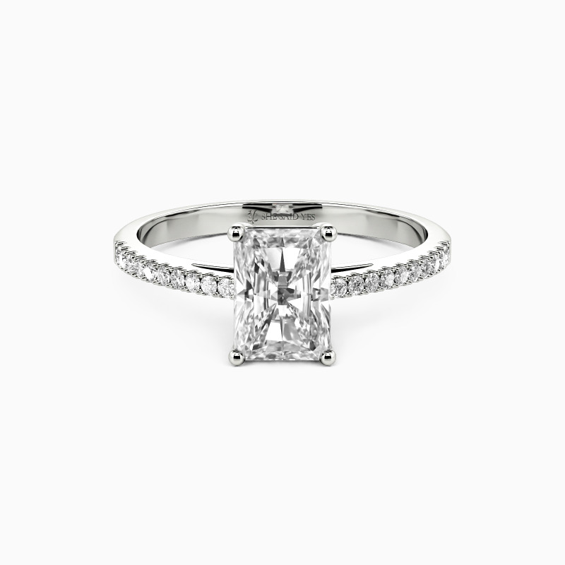 SHE·SAID·YES "Swear on Love" 1ct Radiant Cut Side Stone Engagement Ring