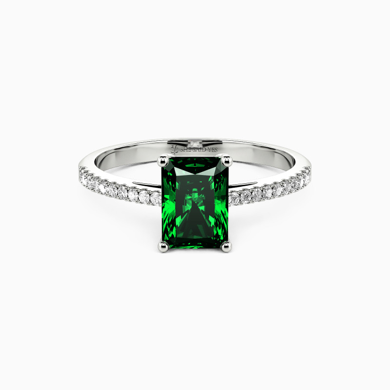 SHE·SAID·YES "Swear on Love" 1ct Radiant Cut Side Stone Engagement Ring