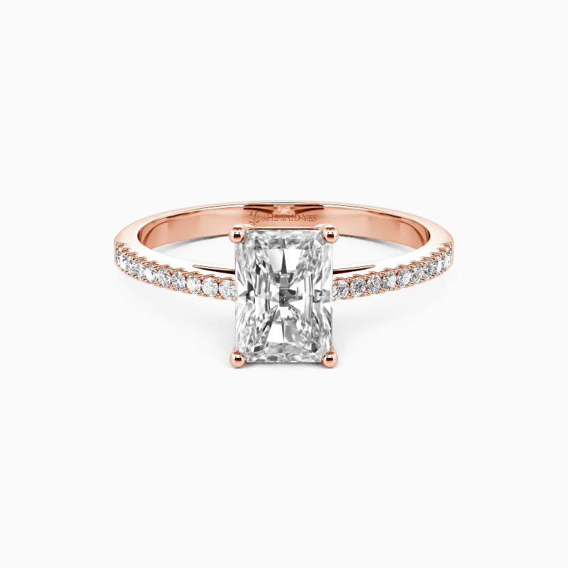 "Swear On Love" 1ct Radiant Cut Side Stone Engagement Ring