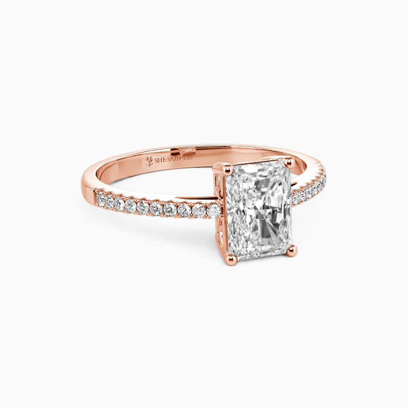 "Swear On Love" 1ct Radiant Cut Side Stone Engagement Ring