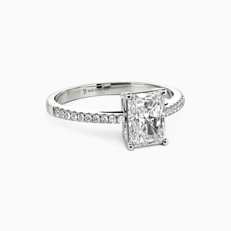 "Swear On Love" 1ct Radiant Cut Side Stone Engagement Ring