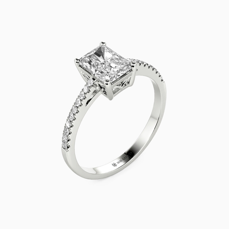 "Swear On Love" Radiant Cut Side Stone Engagement Ring