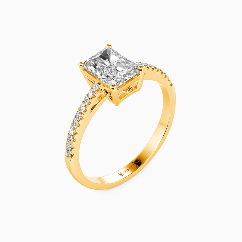 "Swear On Love" 1ct Radiant Cut Side Stone Engagement Ring