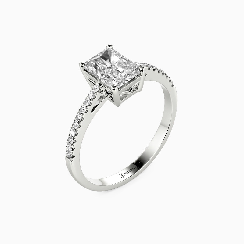 "Swear On Love" 1ct Radiant Cut Side Stone Engagement Ring