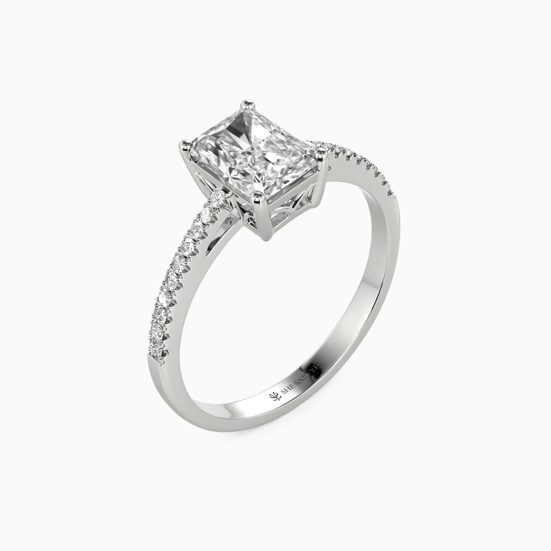 "Swear On Love" Emerald Cut Side Stone Engagement Ring