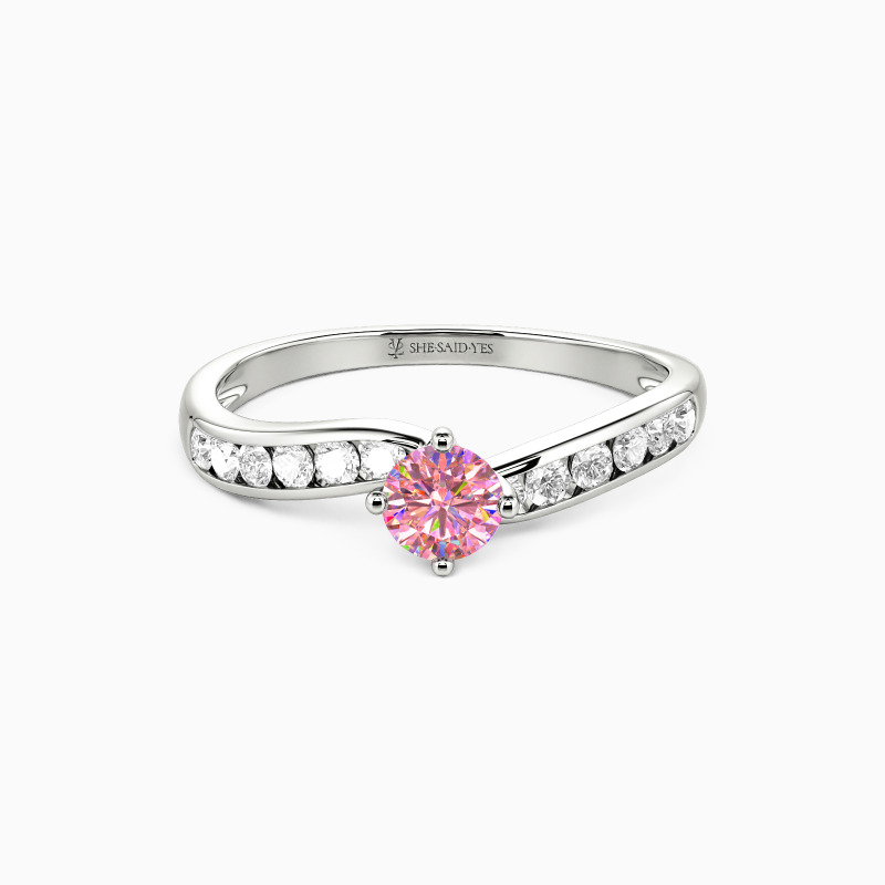 "You Are My Preference" 0.3ct Round Cut Side Stone Engagement Ring