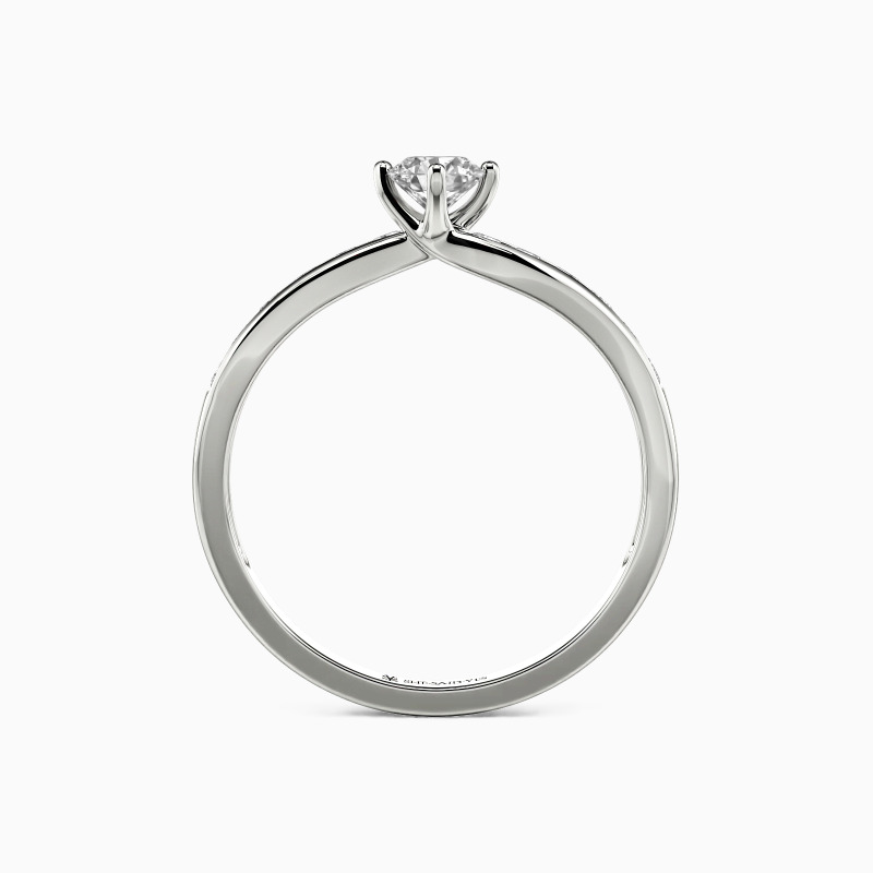 "Meine Vorliebe" Verlobungsring 0,8 ct Rund mit Seitensteinen