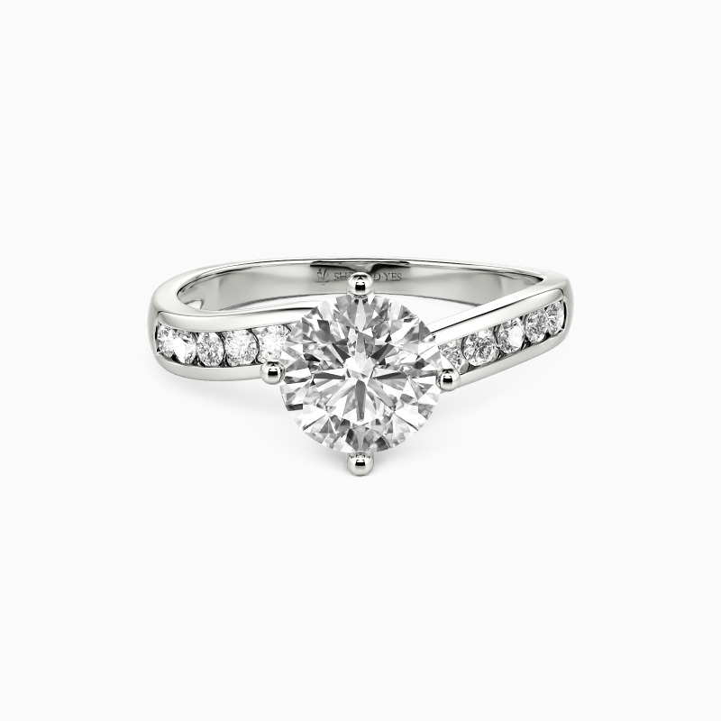"You Are My Preference" Round Cut Side Stone Engagement Ring