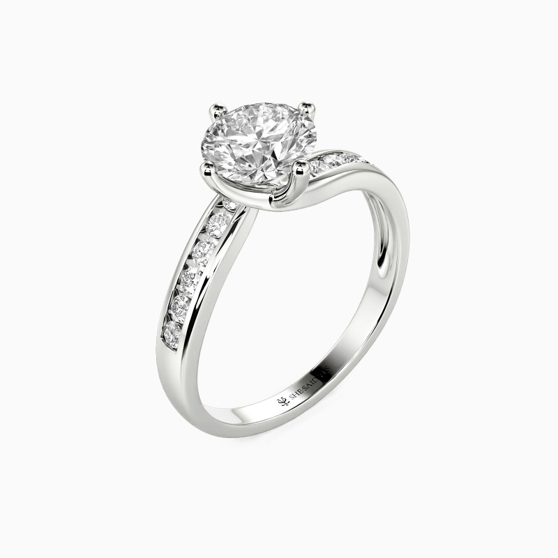 "You Are My Preference" Round Cut Side Stone Engagement Ring