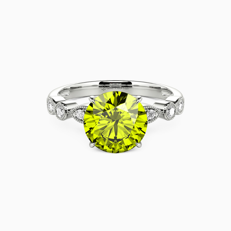 "Sweetness Of Mine" Round Cut Side Stone Engagement Ring