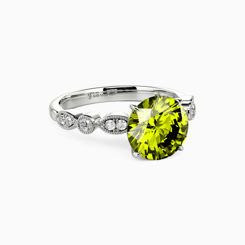 "Sweetness Of Mine" Round Cut Side Stone Engagement Ring