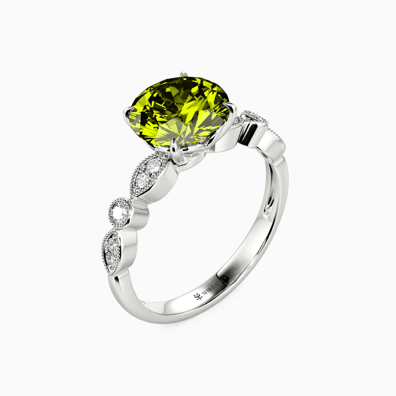 "Sweetness Of Mine" Round Cut Side Stone Engagement Ring