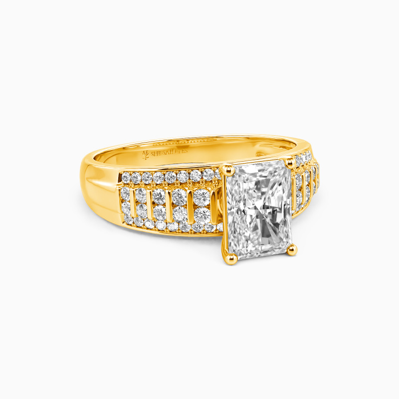 "All I Ever Need" Emerald Cut Side Stone Engagement Ring
