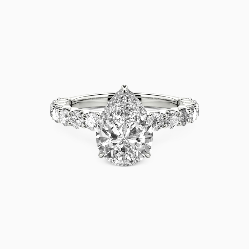 "There for You" Pear Cut Side Stone Engagement Ring