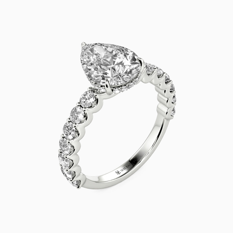 "There for You" Pear Cut Side Stone Engagement Ring