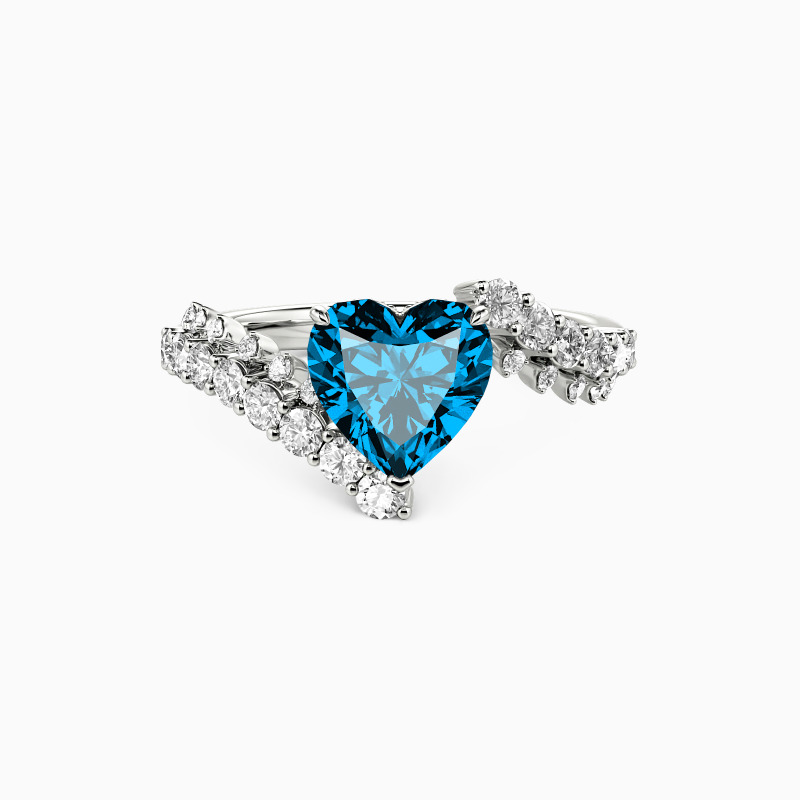 "Whispering Hearts" Heart Cut Side Stone Engagement Ring