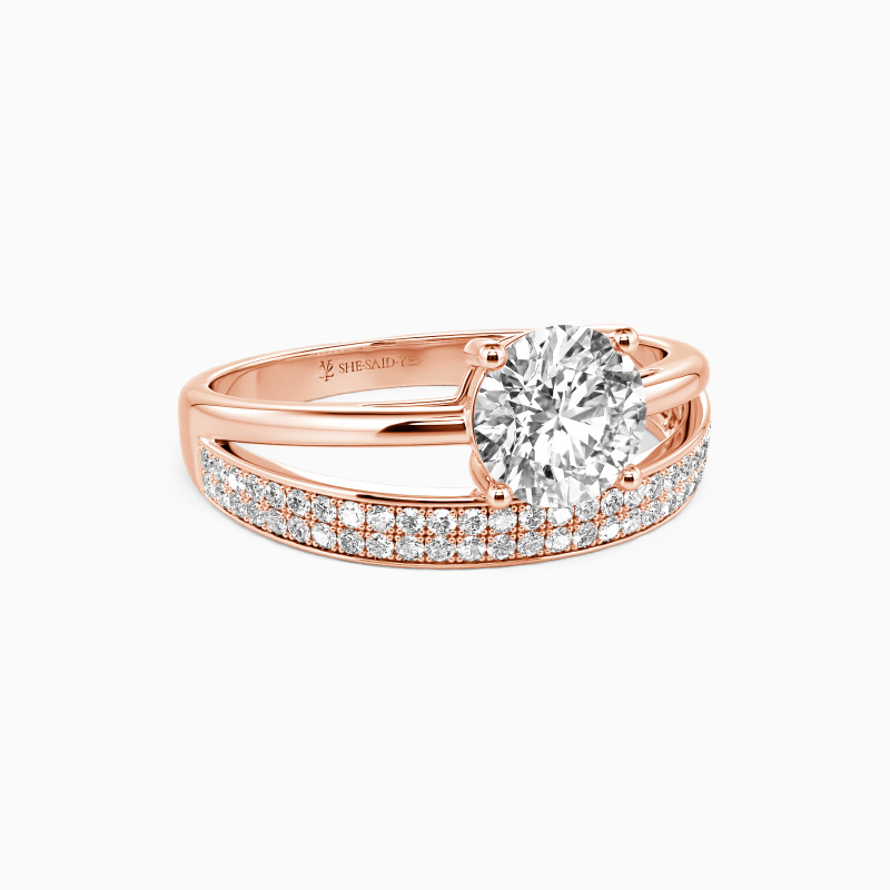 "The Beginning Of A Happy Chapter" Round Cut Side Stone Engagement Ring