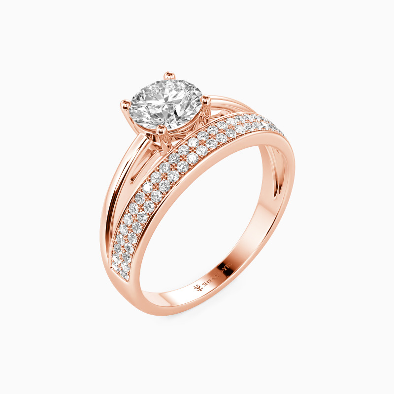 "The Beginning Of A Happy Chapter" Round Cut Side Stone Engagement Ring