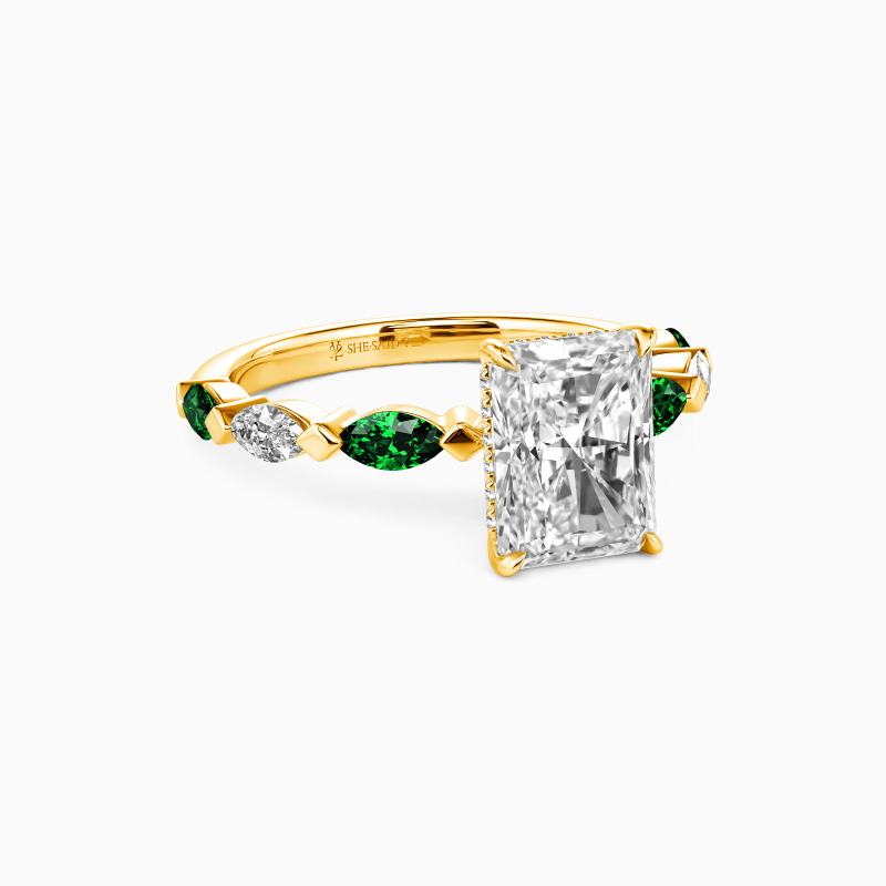 "My Eternal Beloved" Radiant Cut Side Stone Engagement Ring