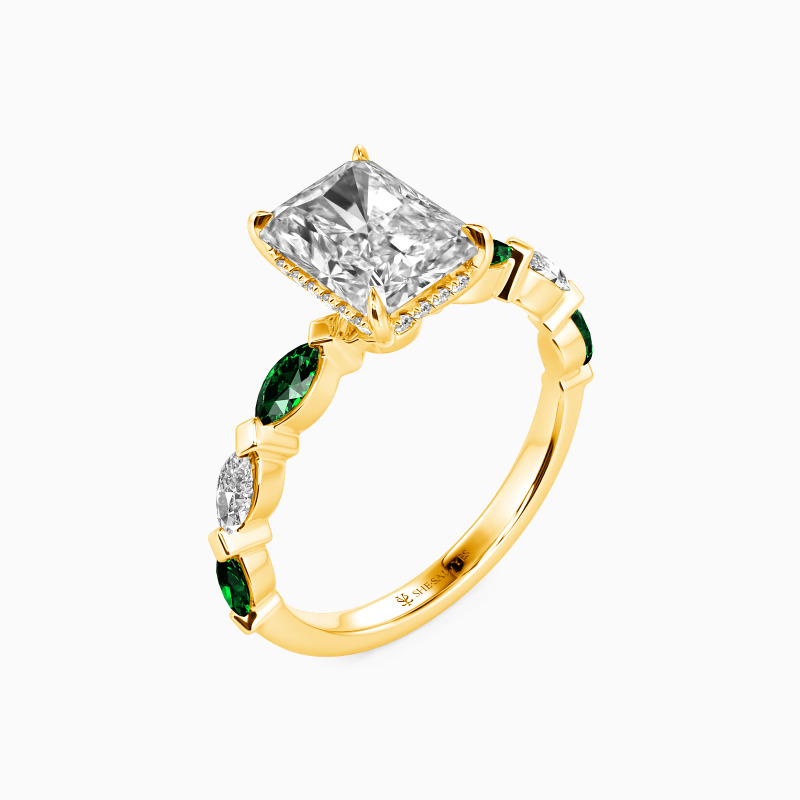 "My Eternal Beloved" Radiant Cut Side Stone Engagement Ring
