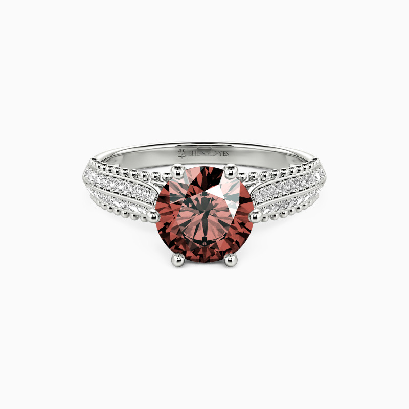 "Moving Forward Together" Round Cut Side Stone Engagement Ring