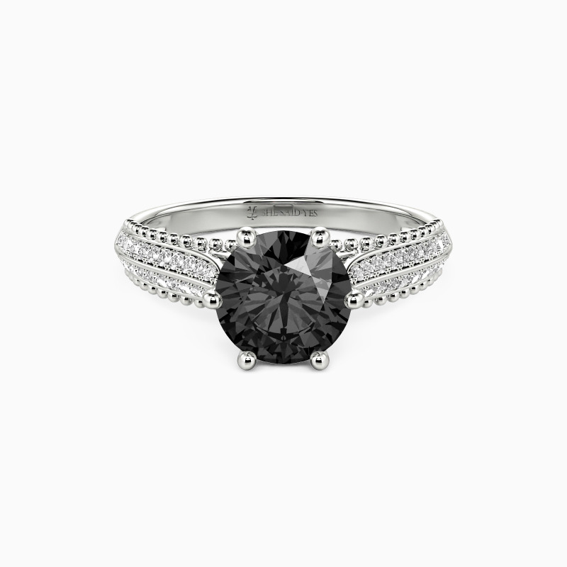 "Moving Forward Together" Round Cut Side Stone Engagement Ring