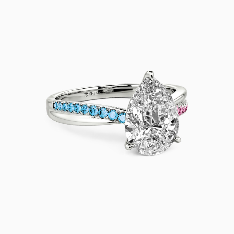 "Just Us" Pear Cut Side Stone Engagement Ring