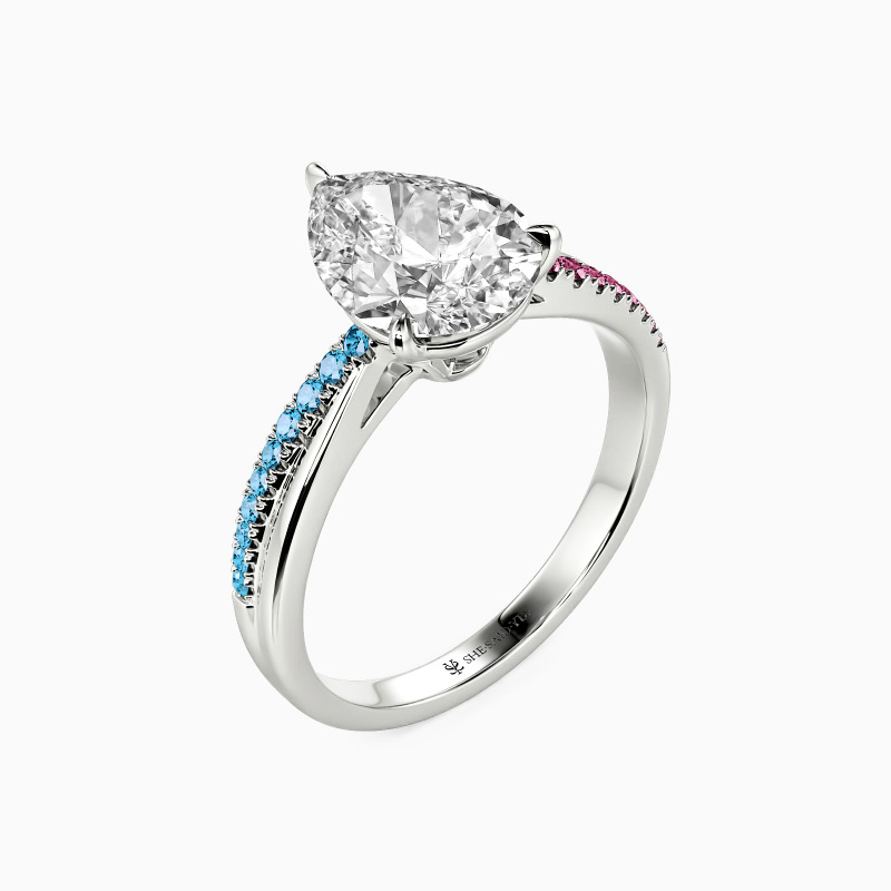 "Just Us" Pear Cut Side Stone Engagement Ring