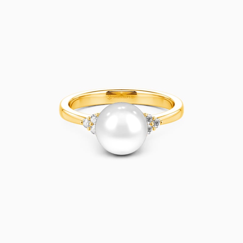 "Love Everlasting" 8-8.5mm Freshwater Pearl Side Stone Engagement Ring