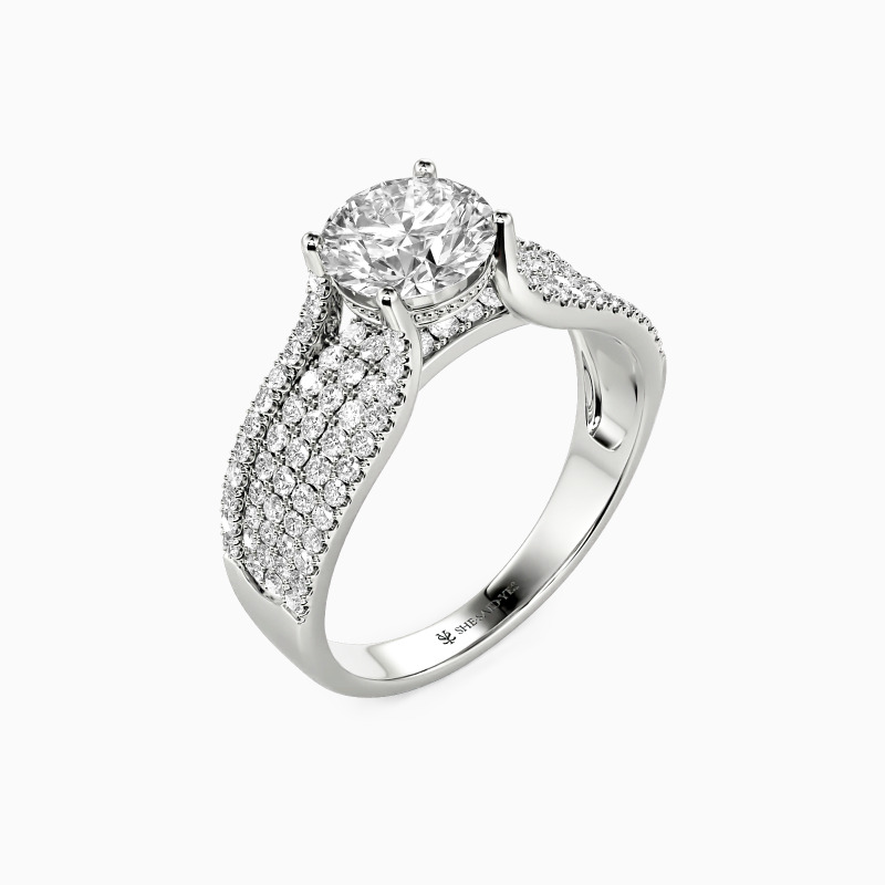 "Drunk in Love" Round Cut Side Stone Engagement Ring