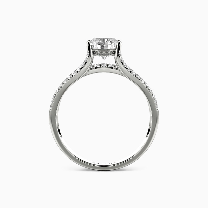 "Drunk in Love" Round Cut Side Stone Engagement Ring