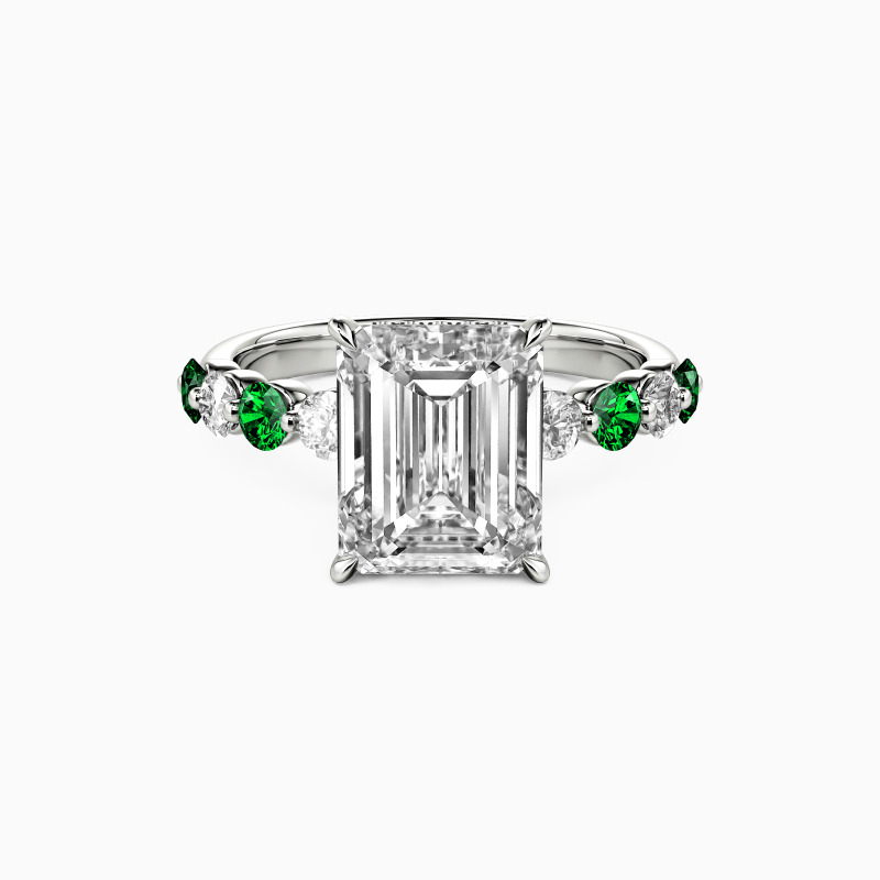 "Eternal Bliss" Emerald Cut Side Stone Engagement Ring