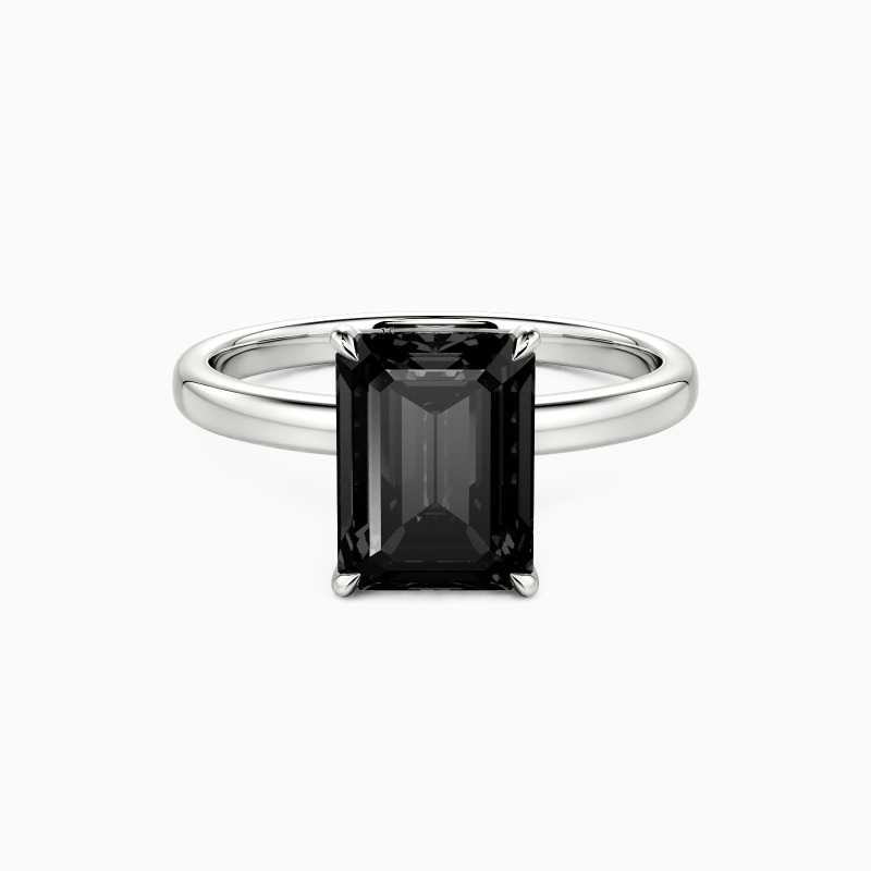 "Captivating Serenity" Emerald Cut Side Stone Engagement Ring