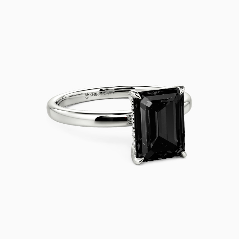 "Captivating Serenity" Emerald Cut Side Stone Engagement Ring