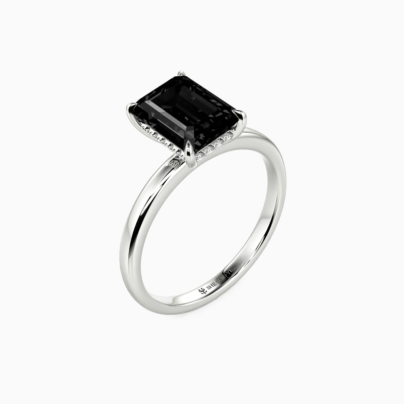 "Captivating Serenity" Emerald Cut Side Stone Engagement Ring