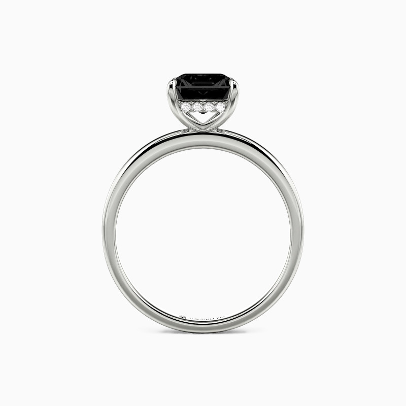 "Captivating Serenity" Emerald Cut Side Stone Engagement Ring
