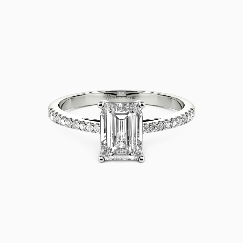 "Everlasting Joy" Emerald Cut Side Stone Engagement Ring
