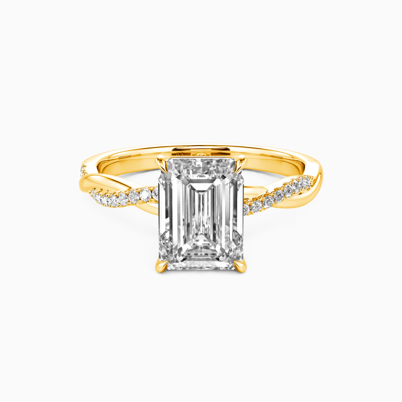 "Beloved Bliss" Emerald Cut Side Stone Engagement Ring