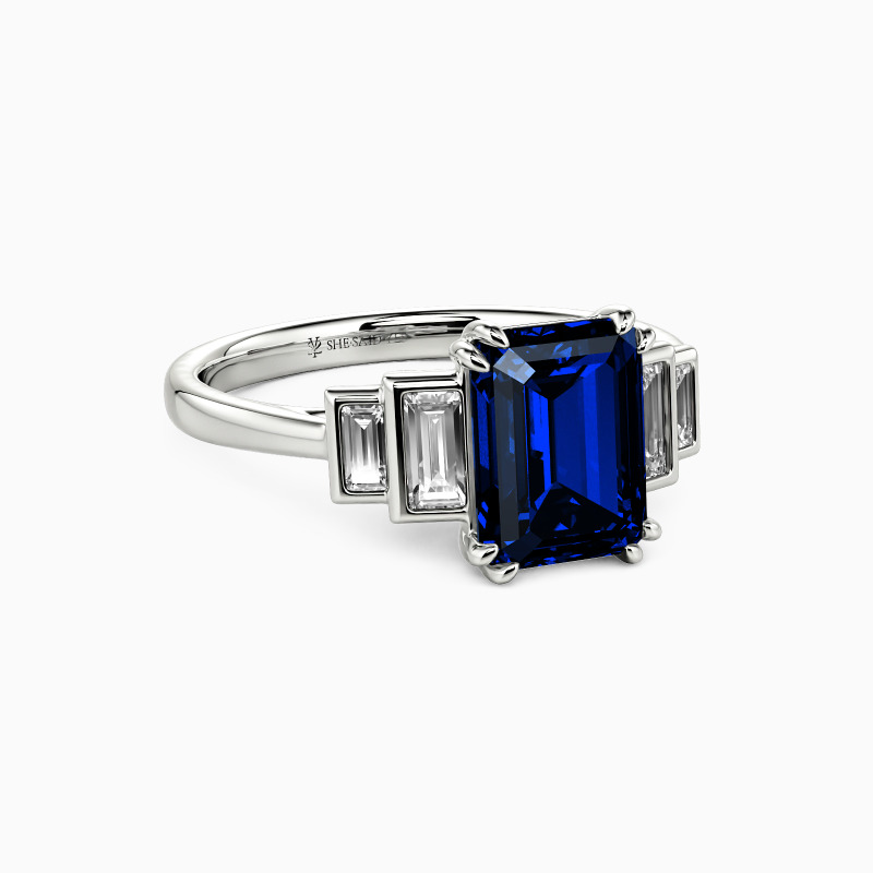 "My Love Song for You" Emerald Cut Side Stone Engagement Ring