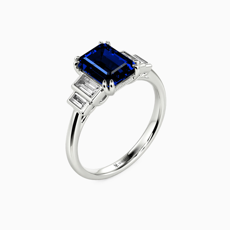 "My Love Song for You" Emerald Cut Side Stone Engagement Ring